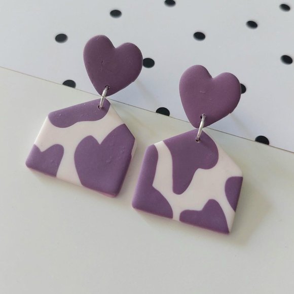 Cow Print House Earrings - Picture 2 of 2
